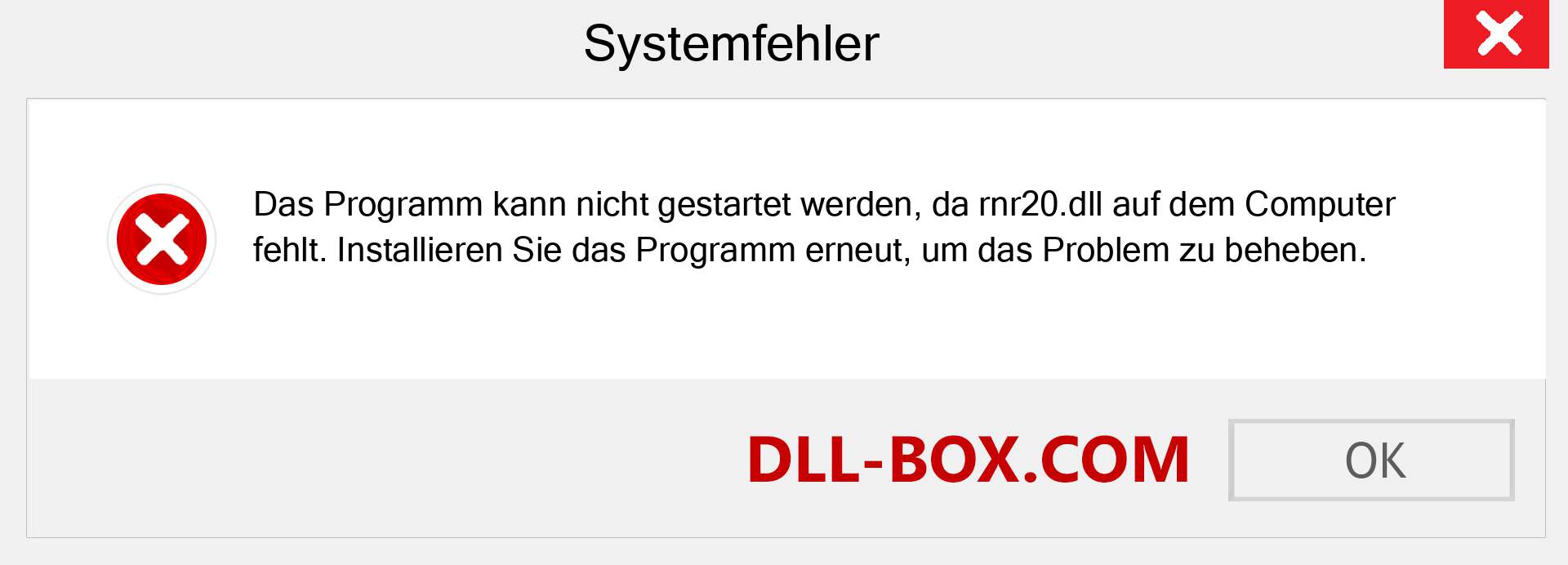 rnr20.dll-Datei fehlt?. Download für Windows 7, 8, 10 - Fix rnr20 dll Missing Error unter Windows, Fotos, Bildern